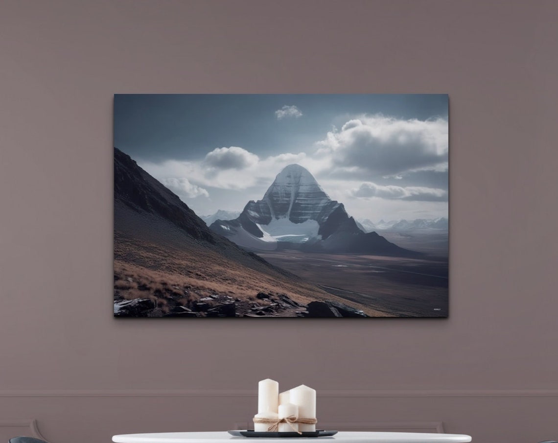 Mount Kailash Tibet Snow Capped Pyramid Peak Landscape Wall Art