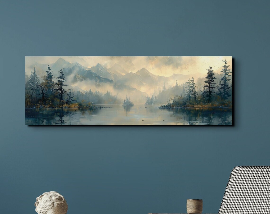 Foggy Mountains And Forest Art Print, Nature Decor
