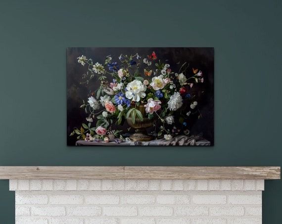 Moody Floral Ready To Hang Wall Art Print Floral Art Home Decor Wall Art Prints Home Decor