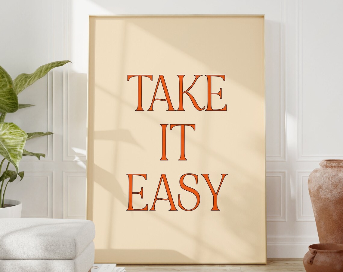 Take It Easy 70s Retro Typography Art Print