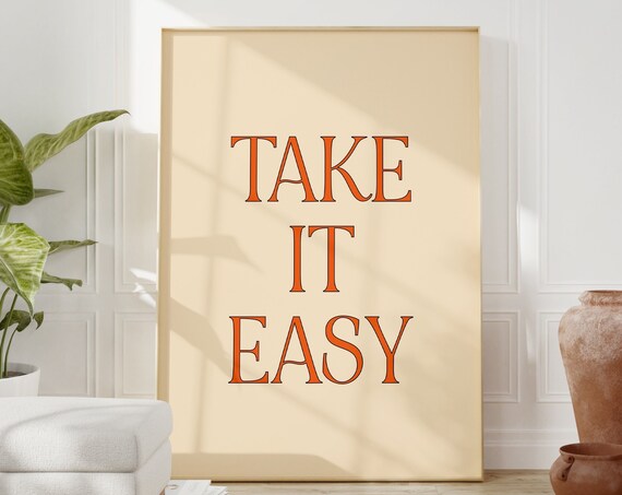 Take It Easy 70s Retro Typography Art Print