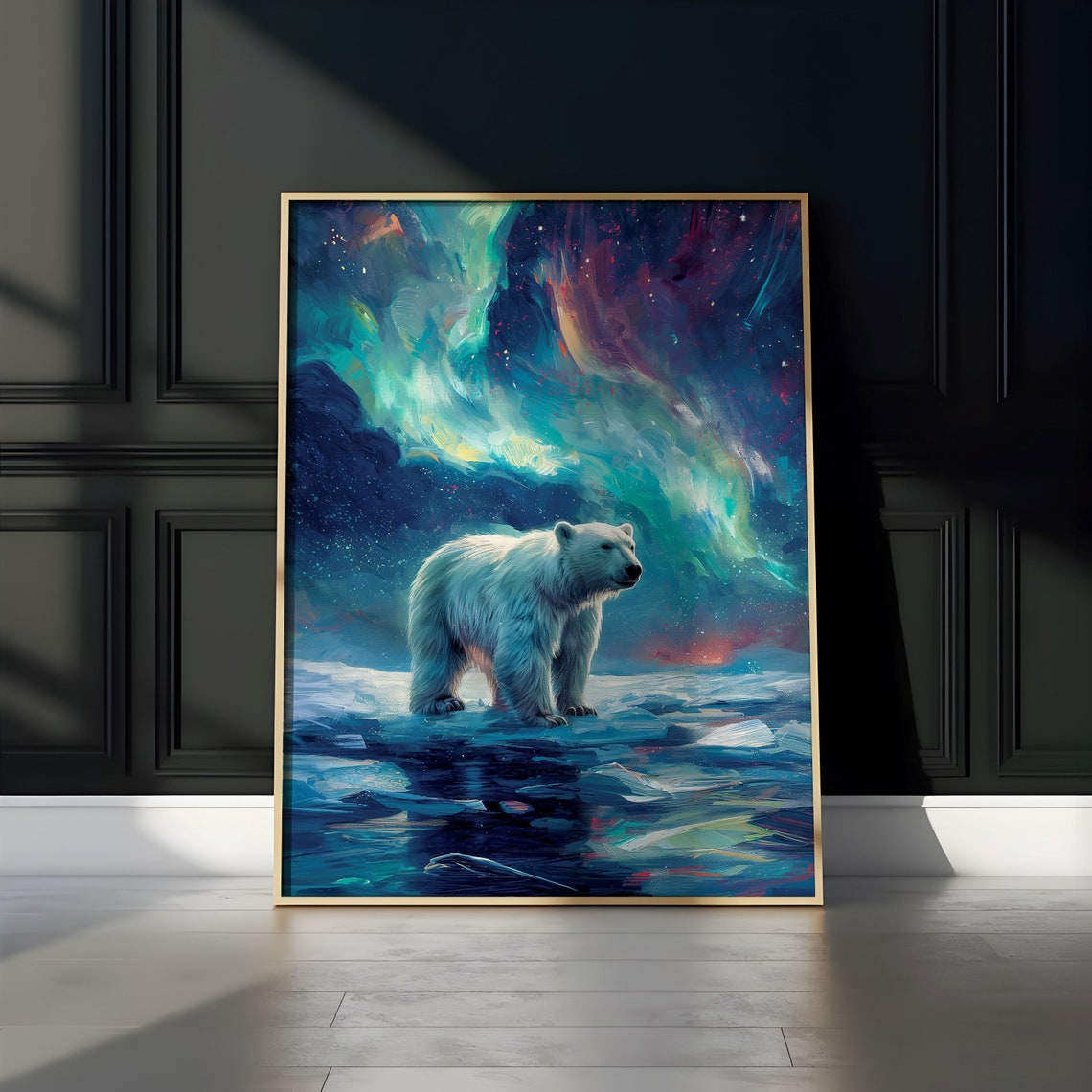 Aurora Borealis Wilderness Northern Lights Instant Art Poster Polar Bear Versatile Sizes Colorful Print 9 - Image 3