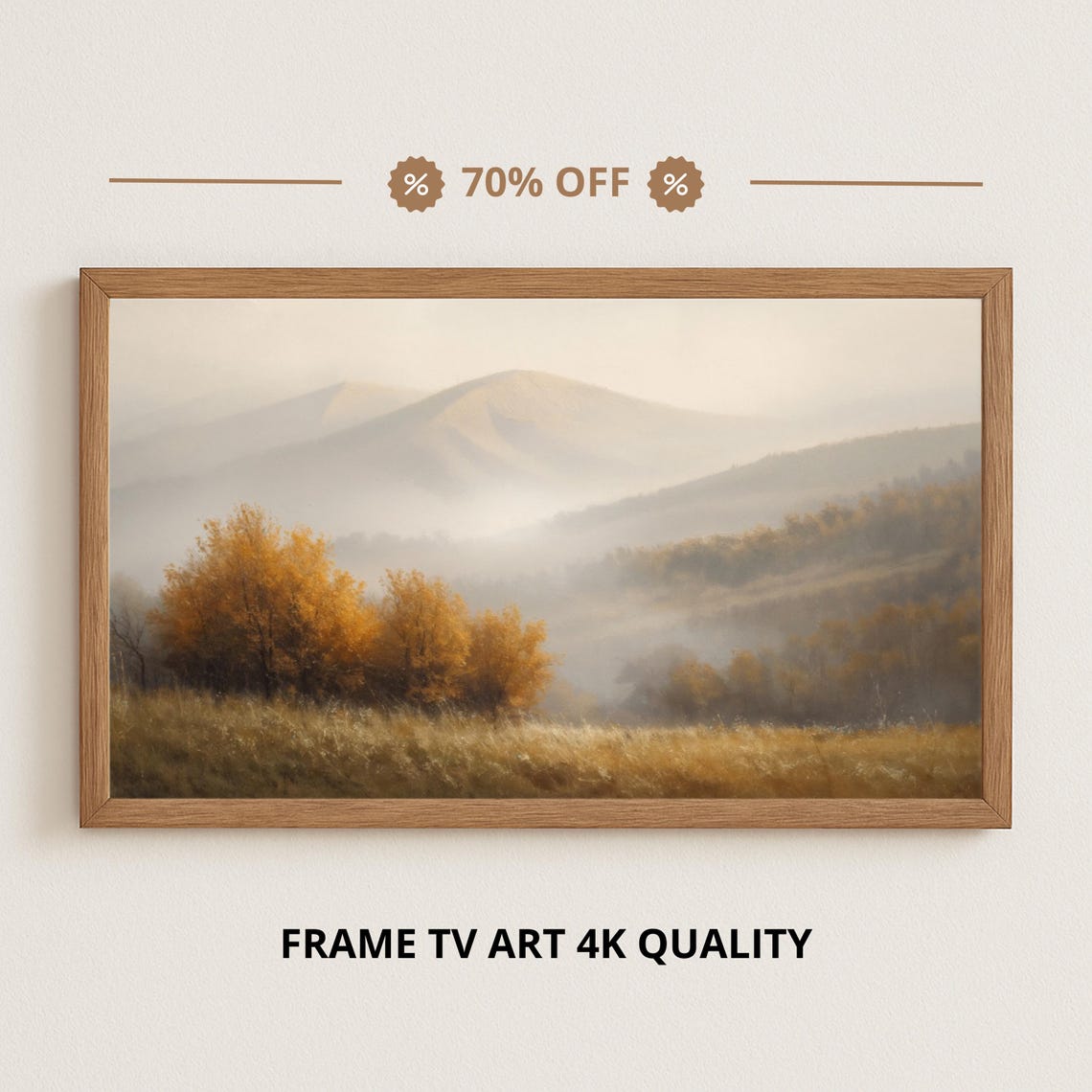 Foggy Mountain Valley Golden Autumn Trees Misty Landscape Poster