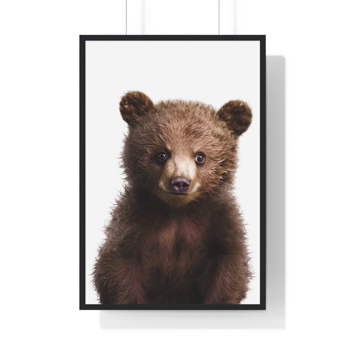 Fluffy Baby Bear Cub Portrait in Soft Color Nursery Style Poster - Image 2