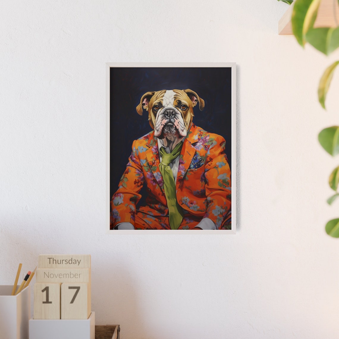 English Bulldog Fashion Print English Bulldog Portrait Fashion Art Animal Art Animal Painting Bulldog Art Art Prints - Image 2