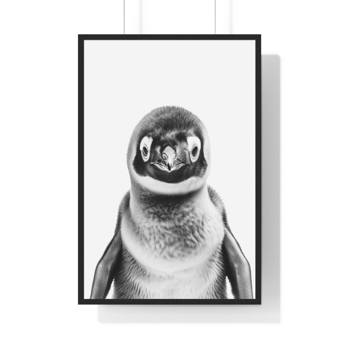 Baby Penguin Chick Portrait in Black and White Nursery Poster - Image 2
