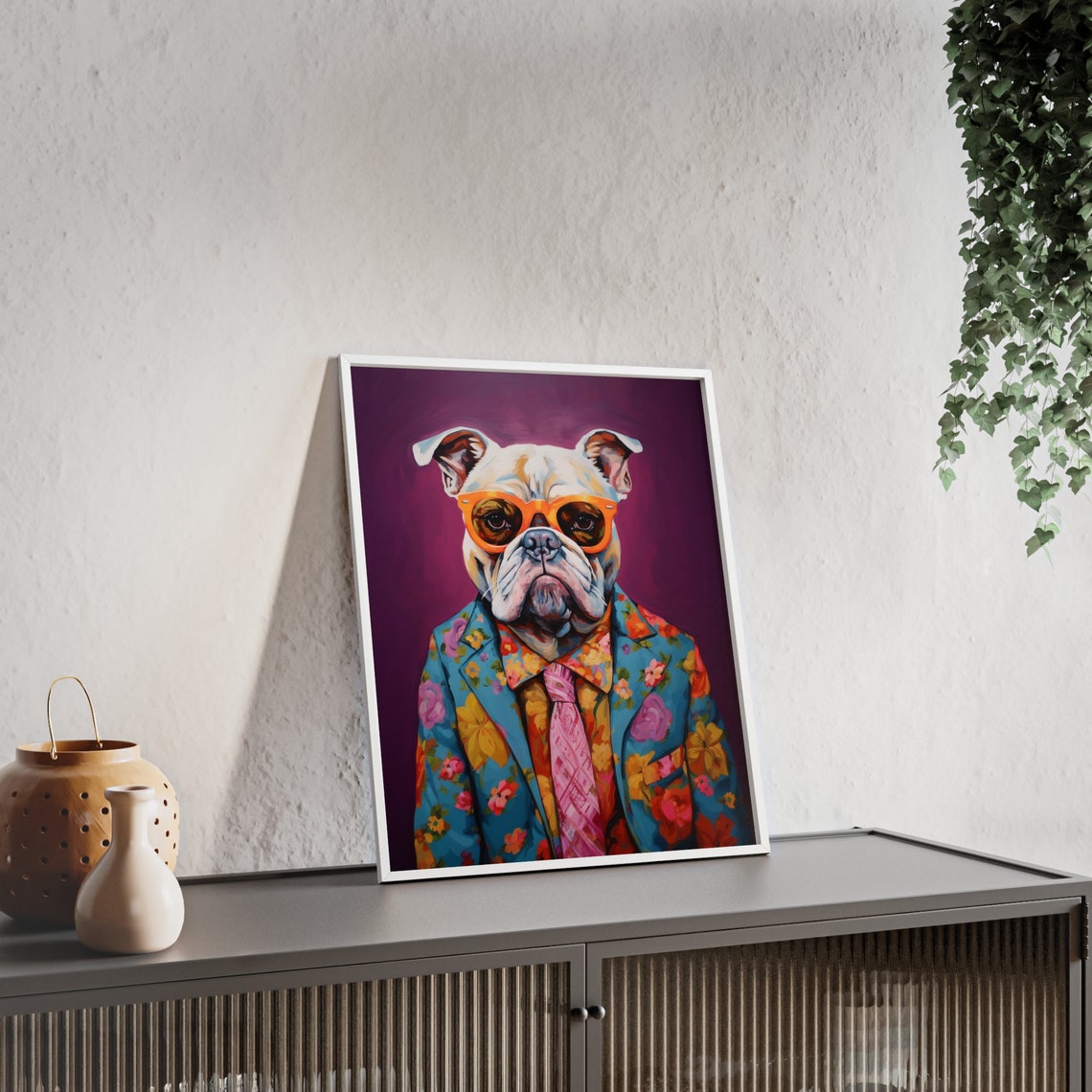 English Bulldog Fashion Print English Bulldog Portrait Fashion Art Animal Art Animal Painting Bulldog Art Art Prints - Image 2