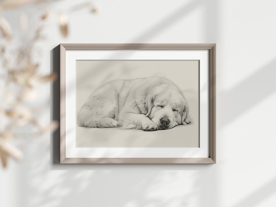 Great Pyrenees Sleeping Giant Dog Pencil Sketch Breed Lover Poster