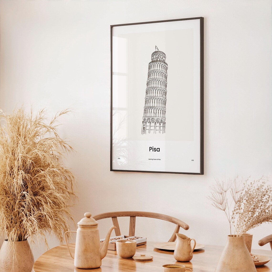 Pisa Italy Leaning Tower of Pisa Minimalist One Line Art Poster - Image 3