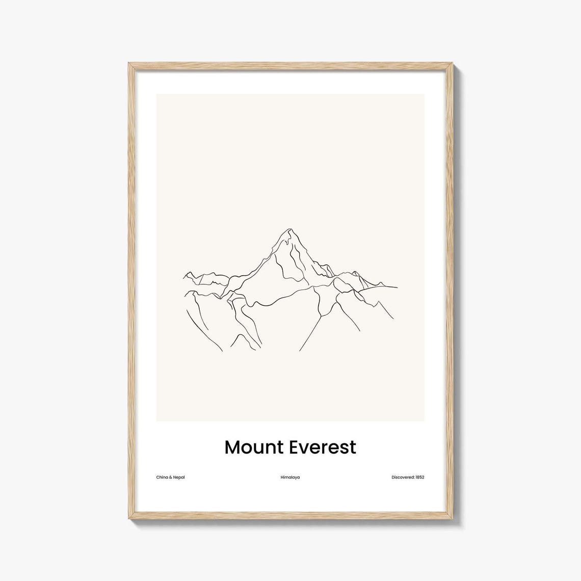 Mount Everest Himalaya World Peak Minimalist Line Drawing Poster