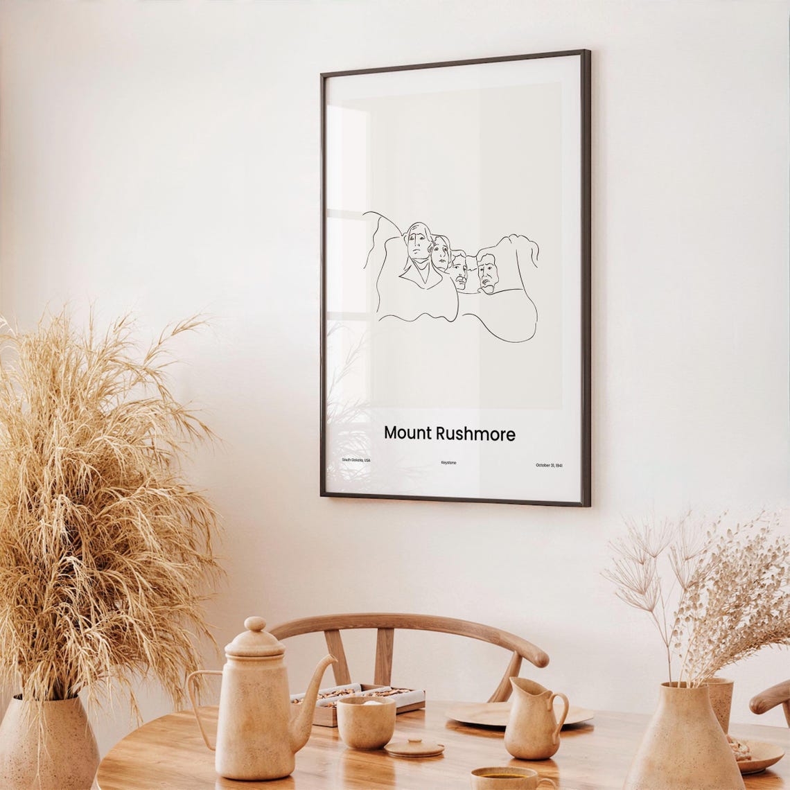 Mount Rushmore One Line Drawing Print Minimalist Art Travel Poster Wall Decor Unique National Monument Illustration - Image 3