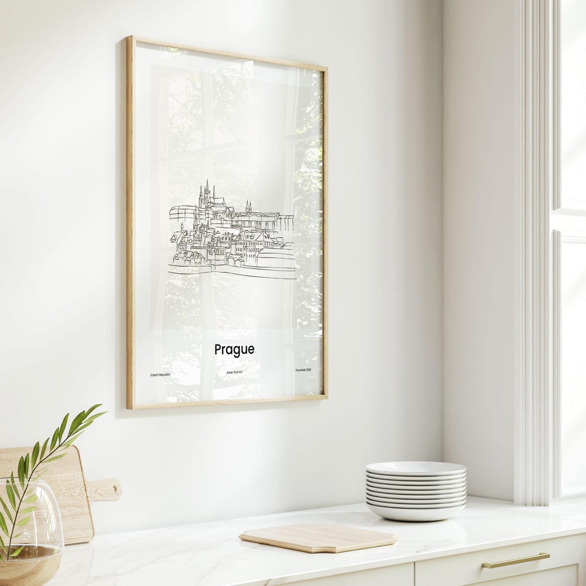 Prague Czech Republic Castle Minimalist Line Drawing Art Poster - Image 6