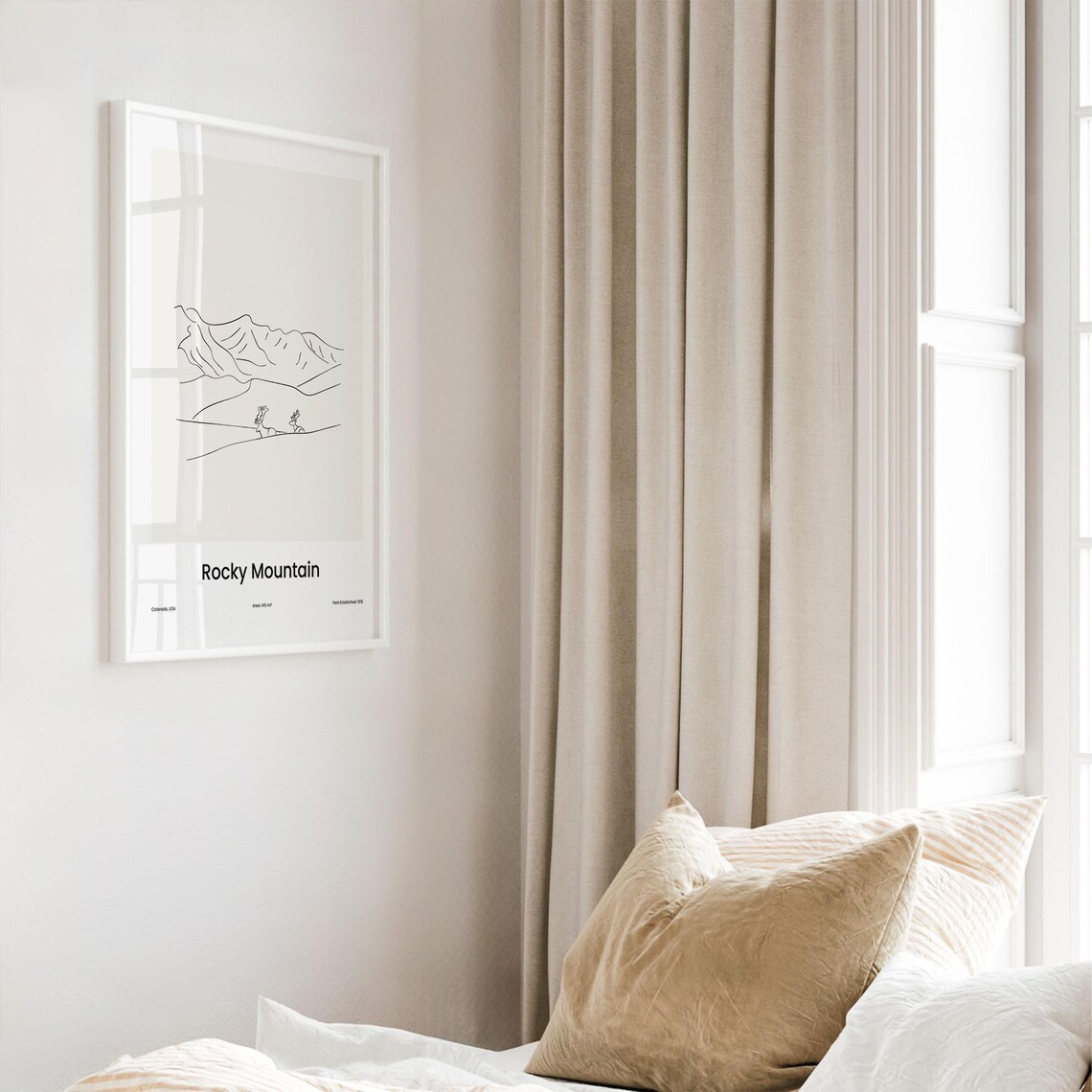 Rocky Mountain Elk Line Art Colorado Minimalist National Park Poster - Image 4