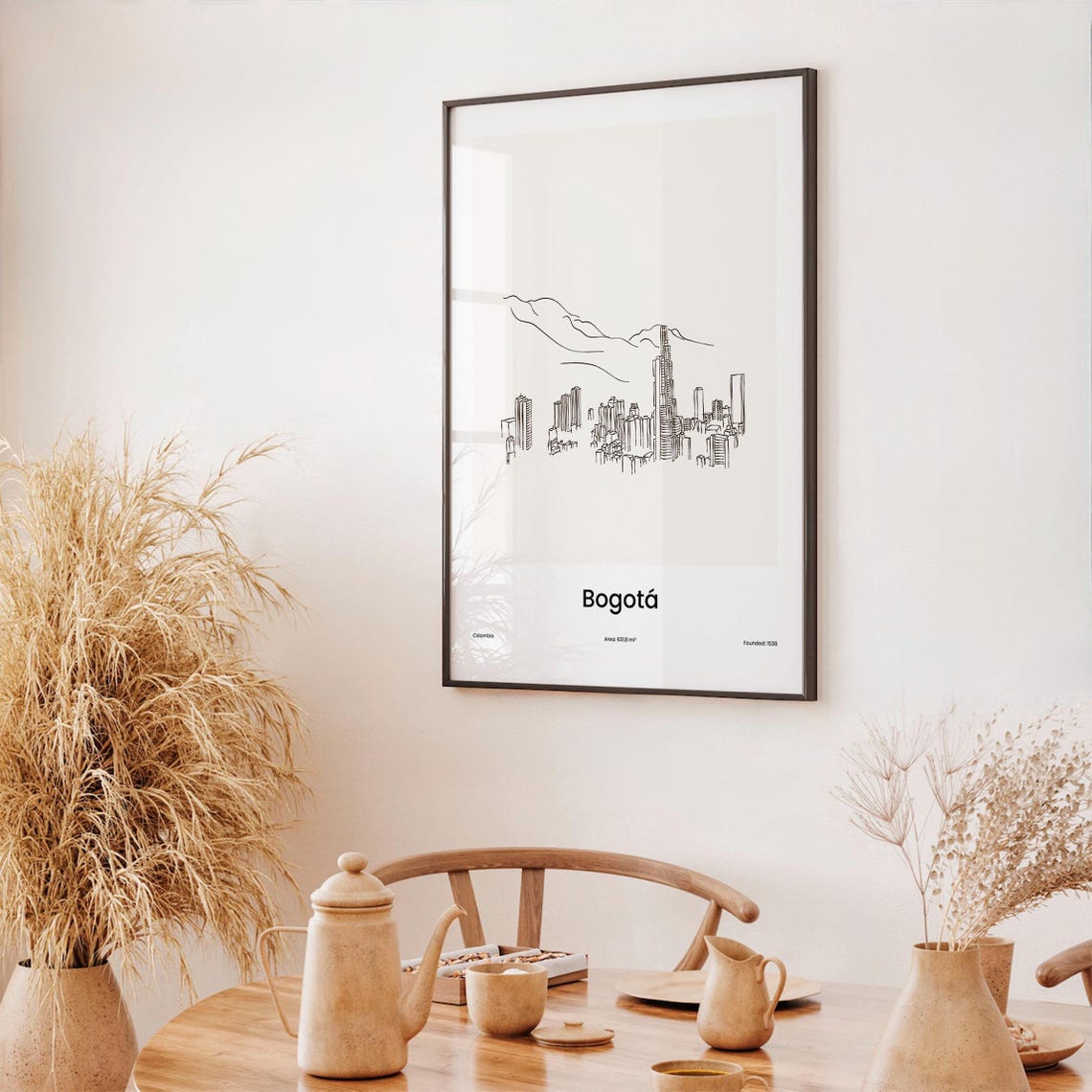 Bogotá Colombia Mountain Skyline Minimalist Line Drawing Poster - Image 3