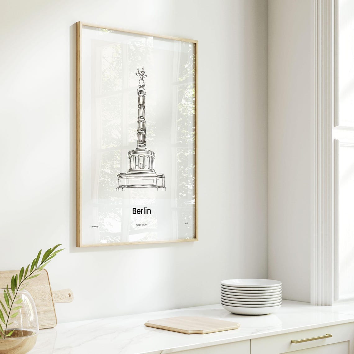 Berlin Germany Victory Column Minimalist Line Drawing Art Poster - Image 6