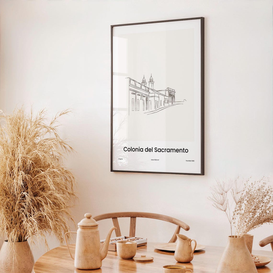 Colonia del Sacramento Uruguay Colonial Street One Line Drawing Poster - Image 3