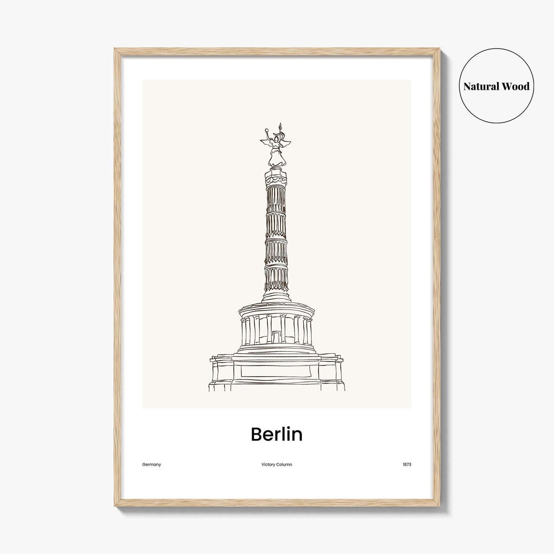 Berlin Germany Victory Column Minimalist Line Drawing Art Poster - Image 2