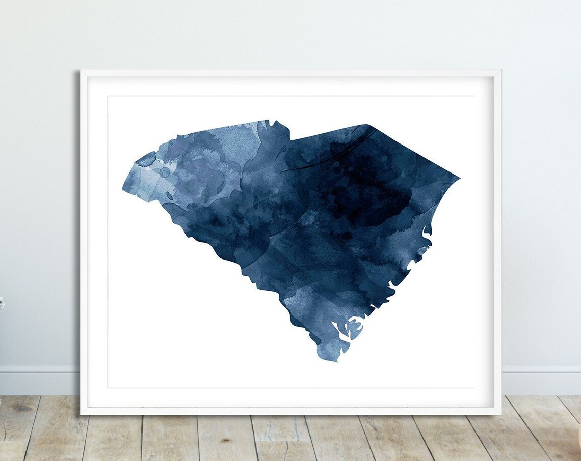 South Carolina State Map Print, Watercolor Modern