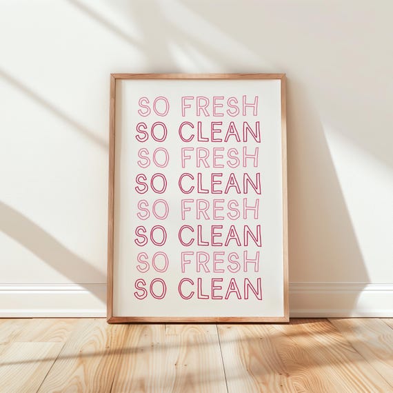 Pink Bathroom Wall Print Art Decor Dorm Girly Funny
