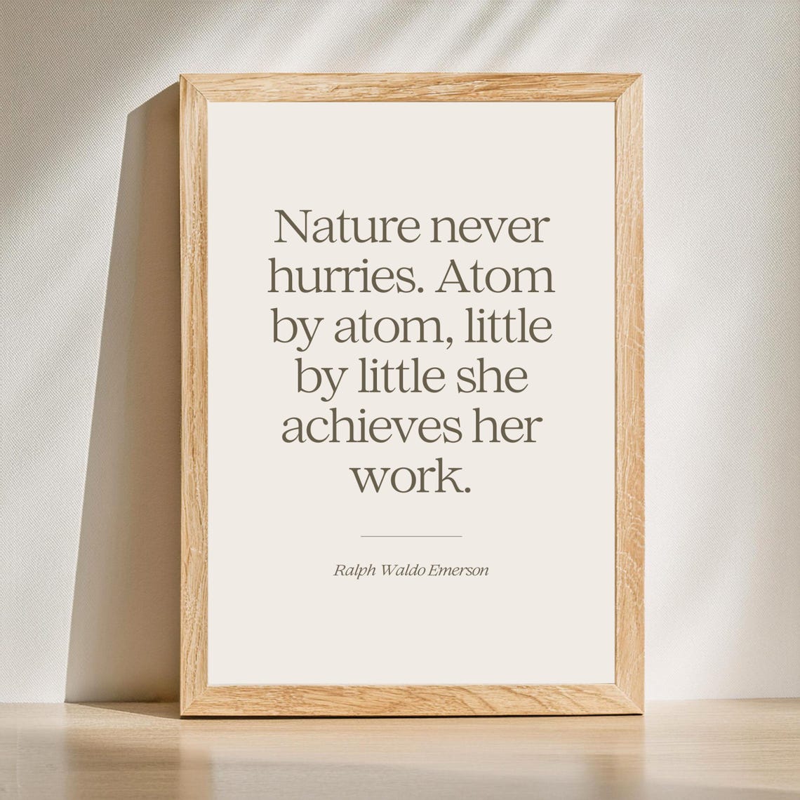 Nature Never Hurries Ralph Waldo Emerson Quote Botanical Poster