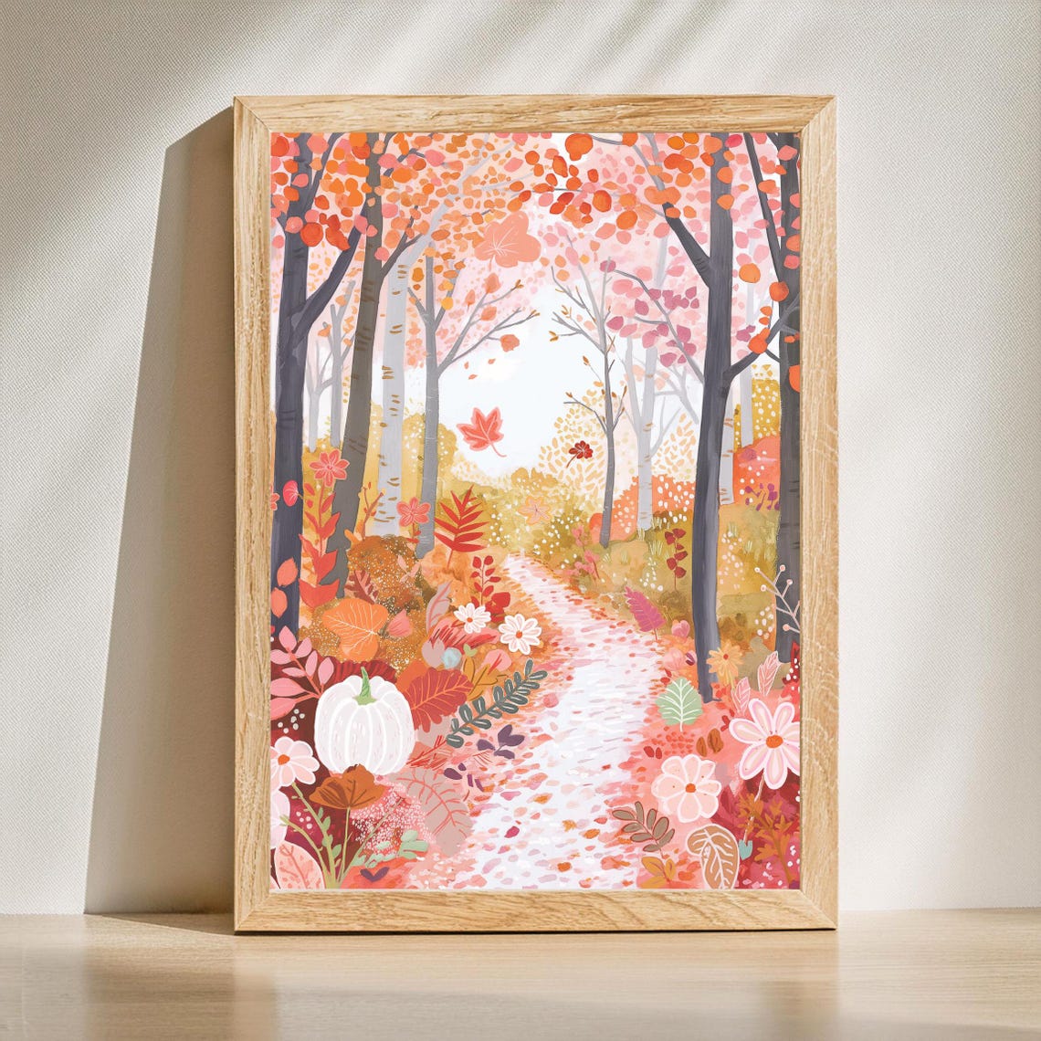 Preppy Autumn Wall Art Pink Print Halloween Pastel Fall Prints