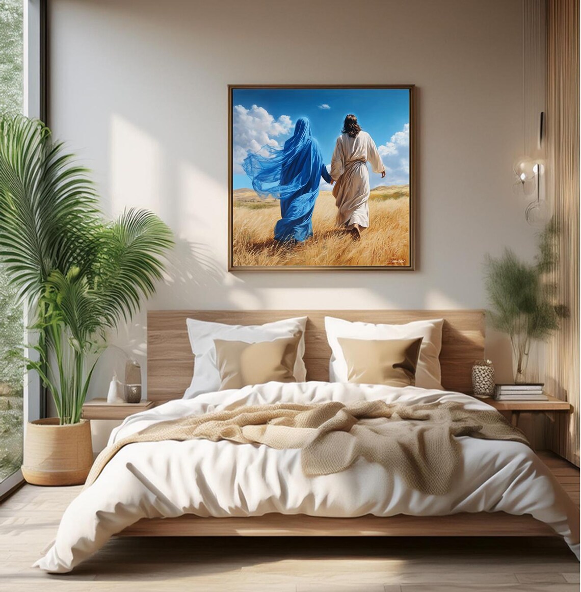 Jesus And Mary Walking, Christian Faith Decor - Image 4