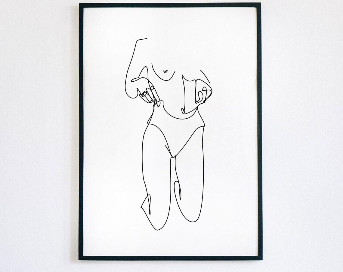 Woman In Panties, Nude Line Abstract Drawing - Image 4