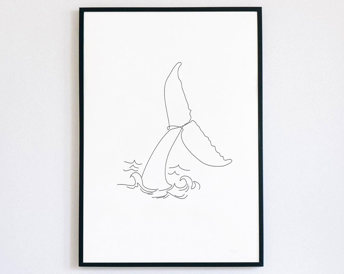 Humpback Whale Line Art, Minimalist Continuous Line - Image 4