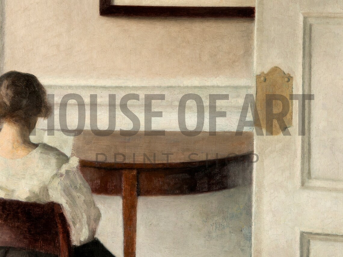 Vilhelm Hammershoi Woman Seated Interior Quiet White Room Painting Print - Image 2