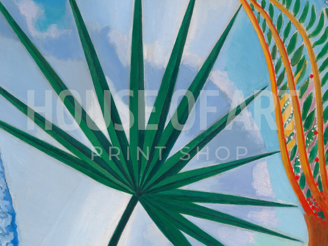 Palm Tree Leaves Tropical Botanical Colorful Oil Painting Poster - Image 3