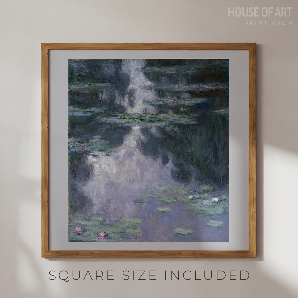 Claude Monet Square Water Lily Pond Reflection Impressionist Print - Image 2