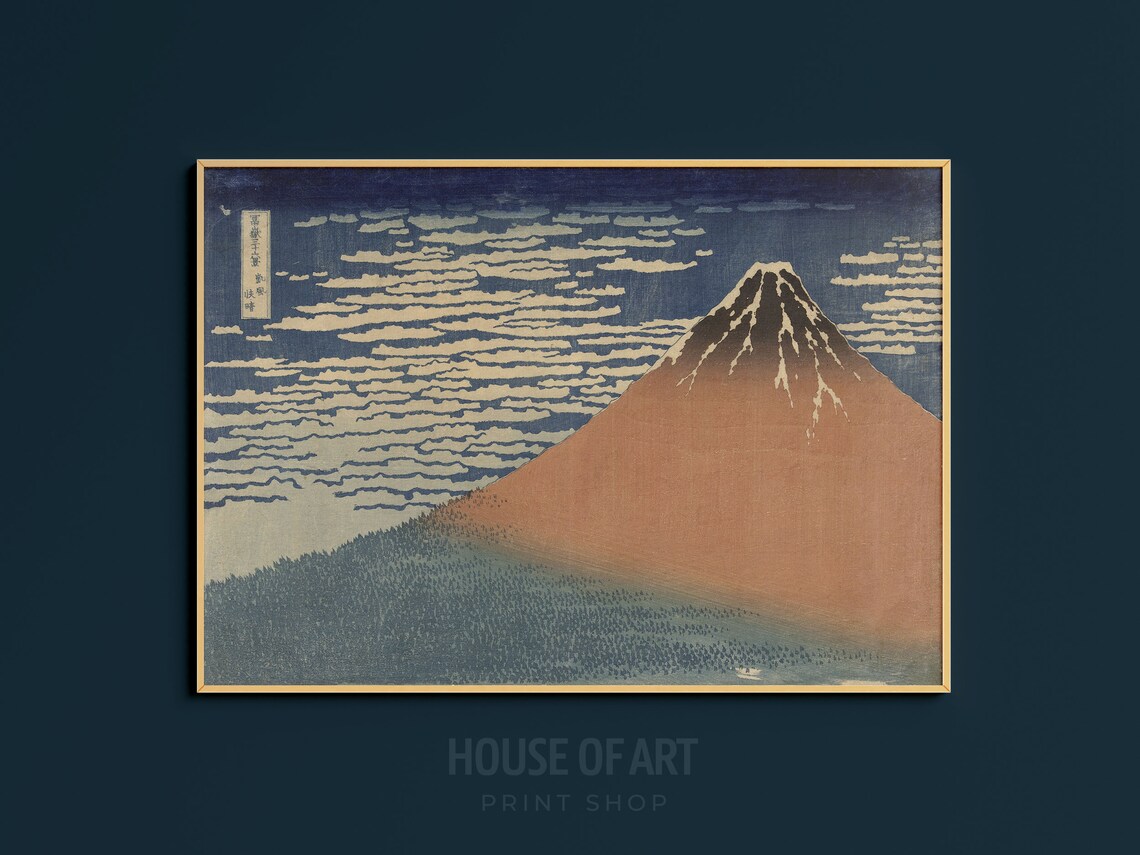 Hokusai Red Fuji Fine Wind Clear Morning Japanese Woodblock Art Poster - Image 3