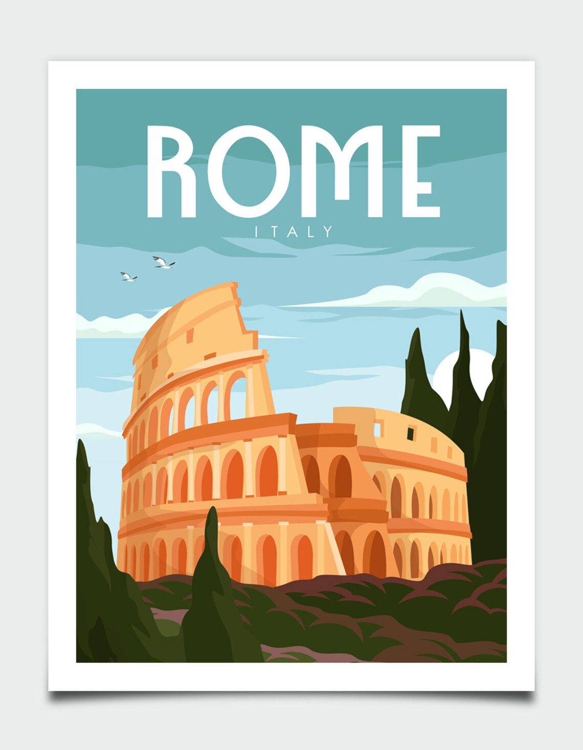 Rome Retro Travel Poster, Italy Travel Print - Image 4