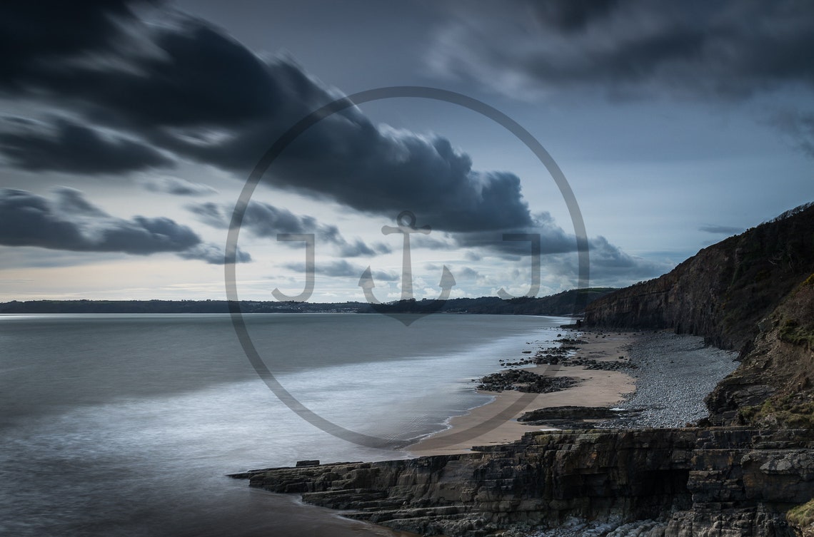 Telpyn Beach Dramatic Storm Clouds Over Carmarthenshire Coast Poster - Image 3