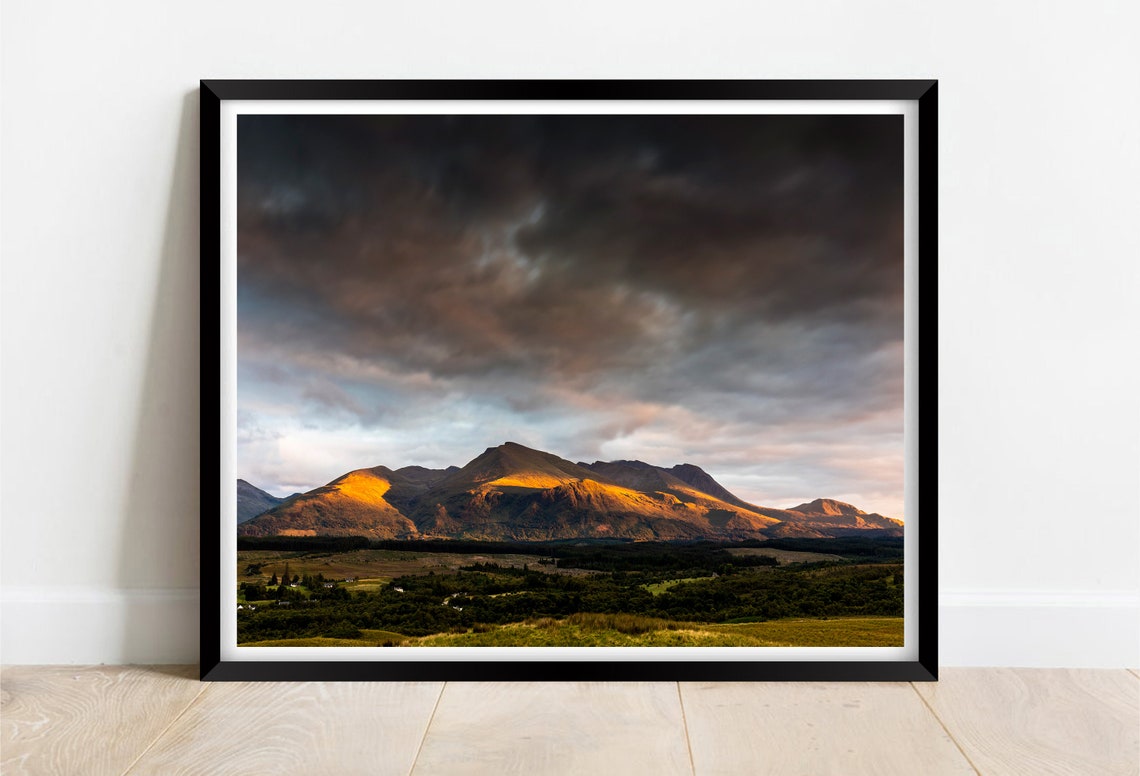 Ben Nevis Peak Sunset Golden Light Grampian Mountains Scotland Poster