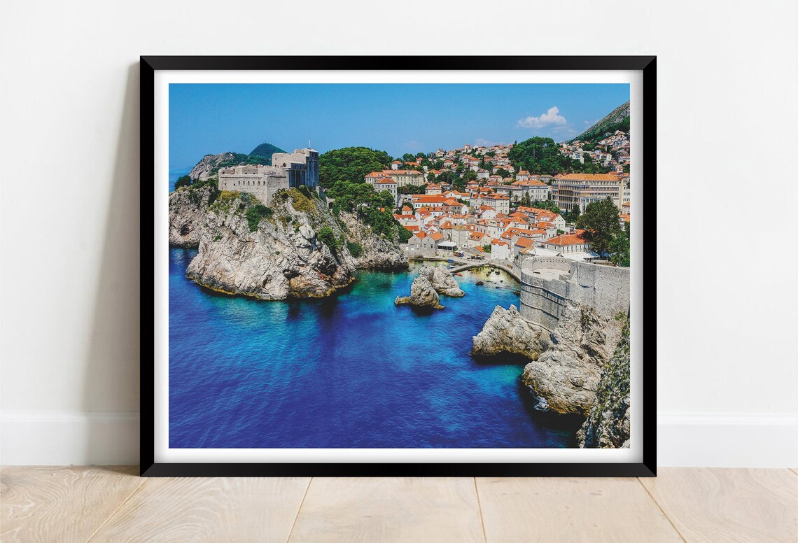 Dubrovnik Old Town Croatia Red Roofs Fortress and Blue Sea Poster