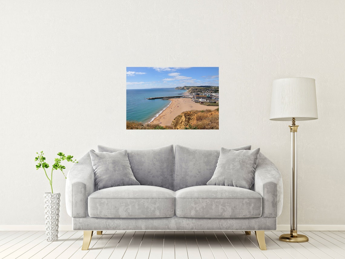 West Bay Sandy Beach Harbour And Golden Cliffs Dorset Poster - Image 2