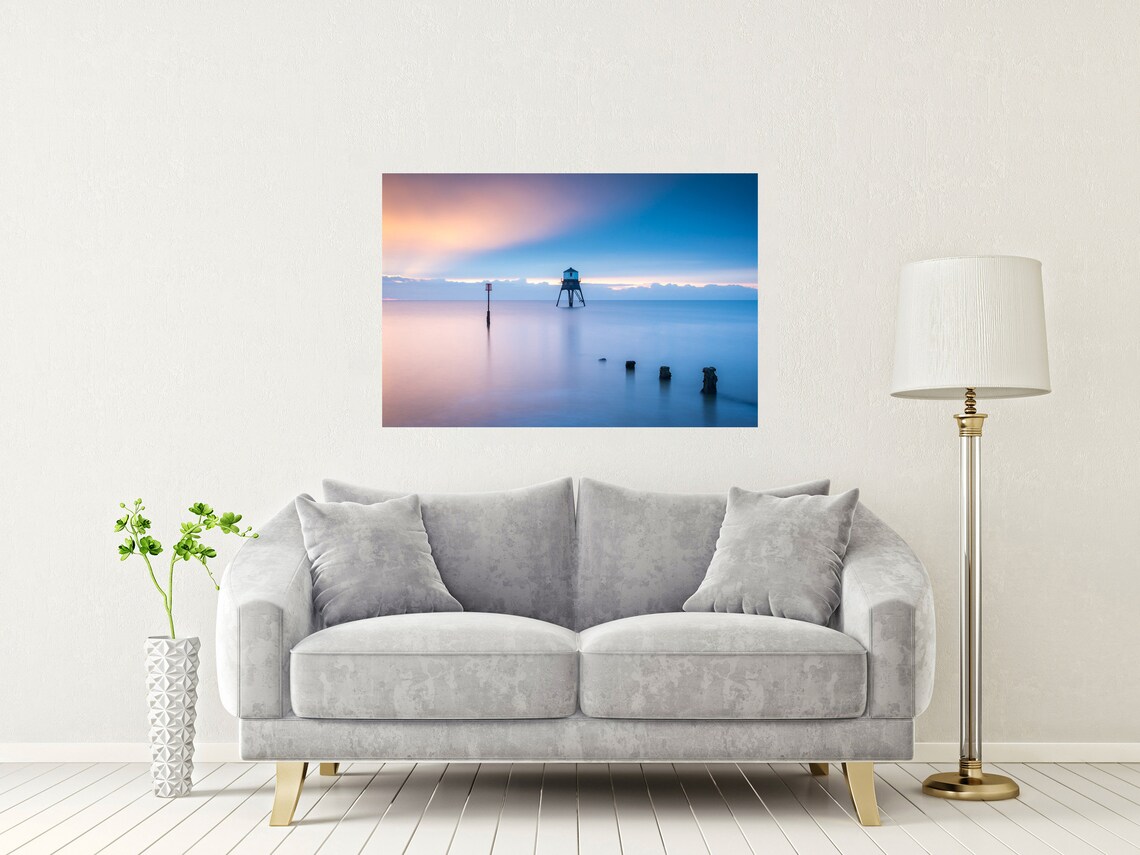 Dovercourt Beach Harwich Essex Lighthouse Dusk Still Sea Poster - Image 2