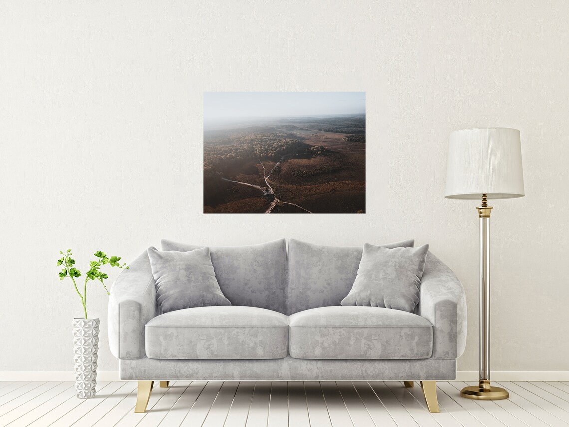 New Forest Hampshire Aerial Moorland Woodland Trails View Poster - Image 2