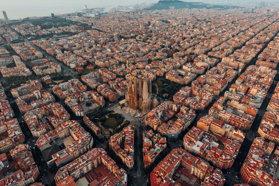 Barcelona Spain Golden Aerial Eixample Sagrada Familia City Poster - Image 3