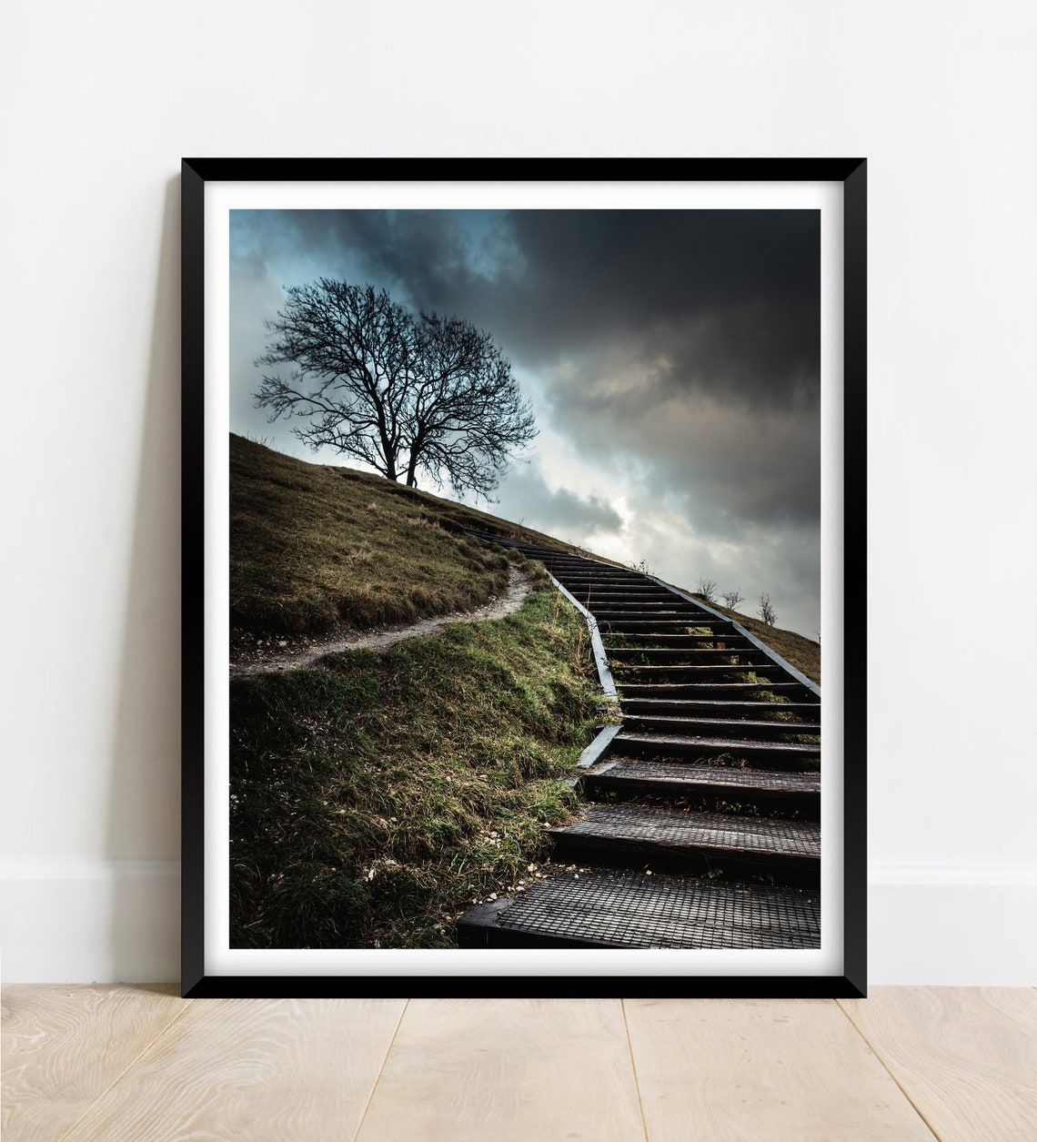 Saint Catherines Hill Winchester Steps Moody Sky Climb Poster
