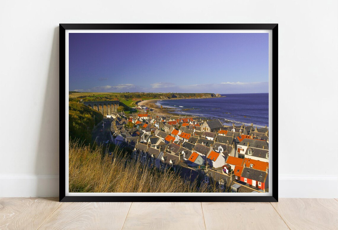 Cullen Beach Scotland Coastal Town Red Roofs Viaduct Bay View Poster