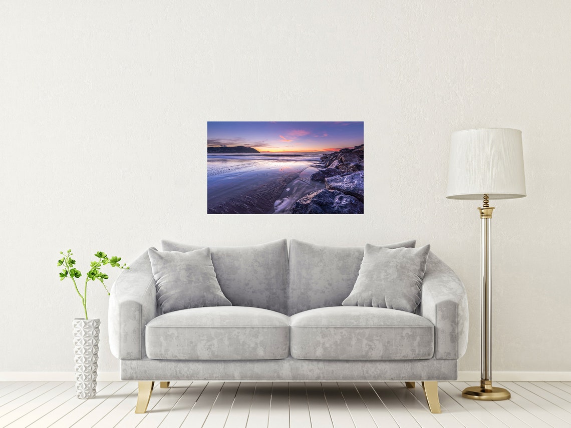 Minehead Beach Somerset Sunset Long Exposure Rocky Shore Print - Image 2