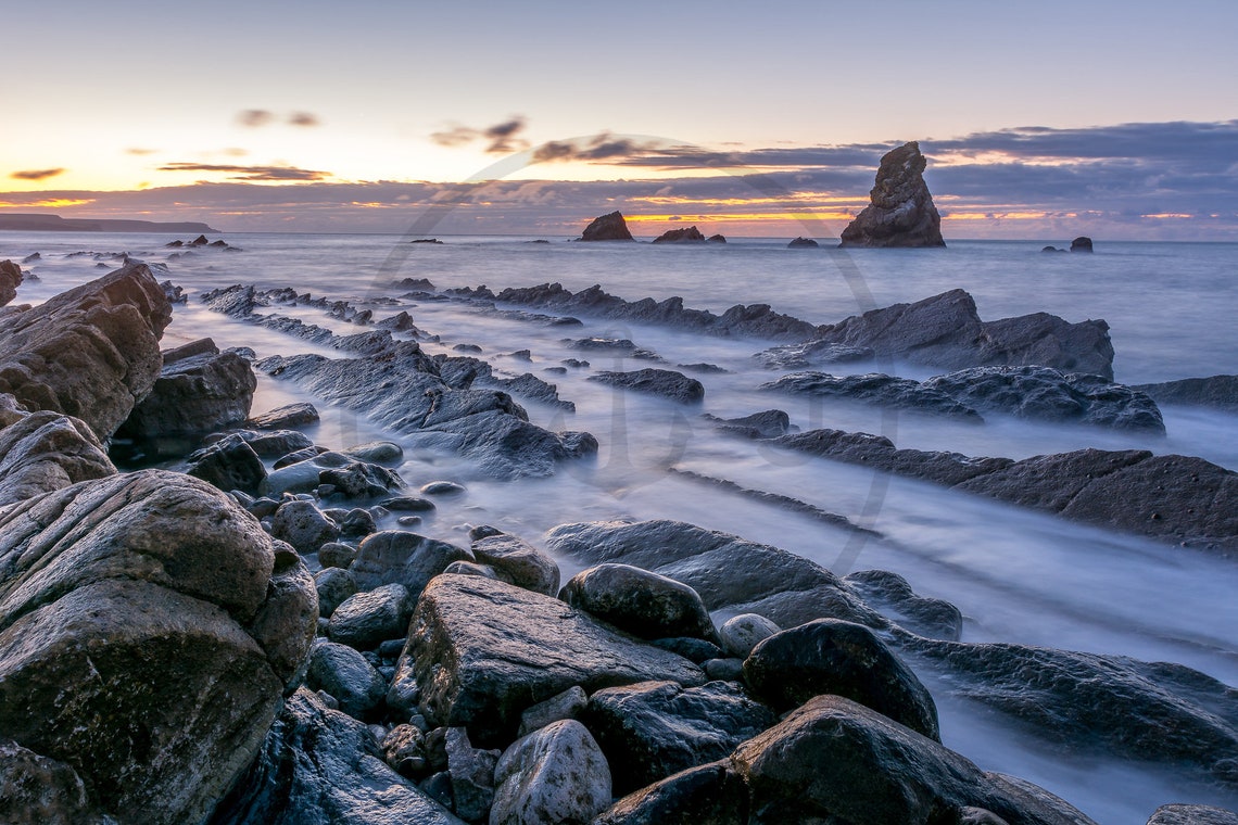Mupe Bay Sea Stacks In Golden Evening Sunset Light Dorset Poster - Image 3