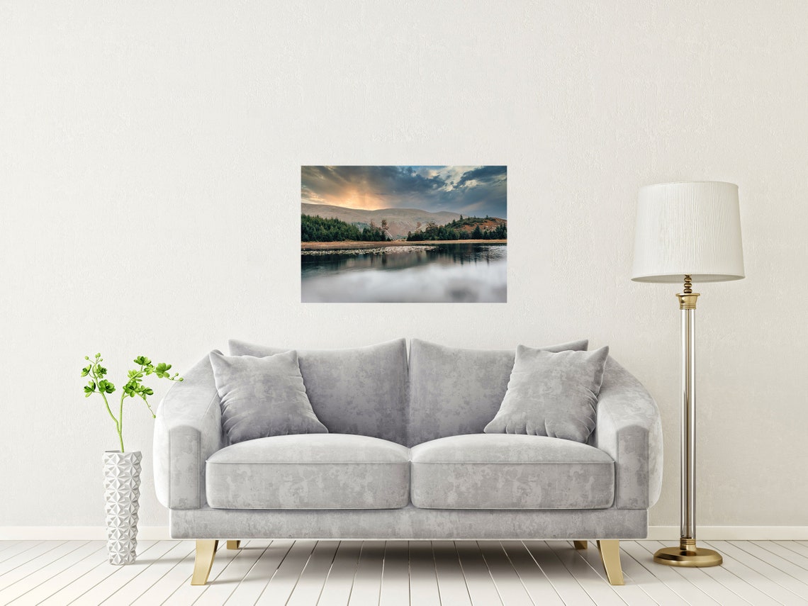 Harrop Tarn Keswick Cumbria Golden Sunset Lake Reflection Poster - Image 2