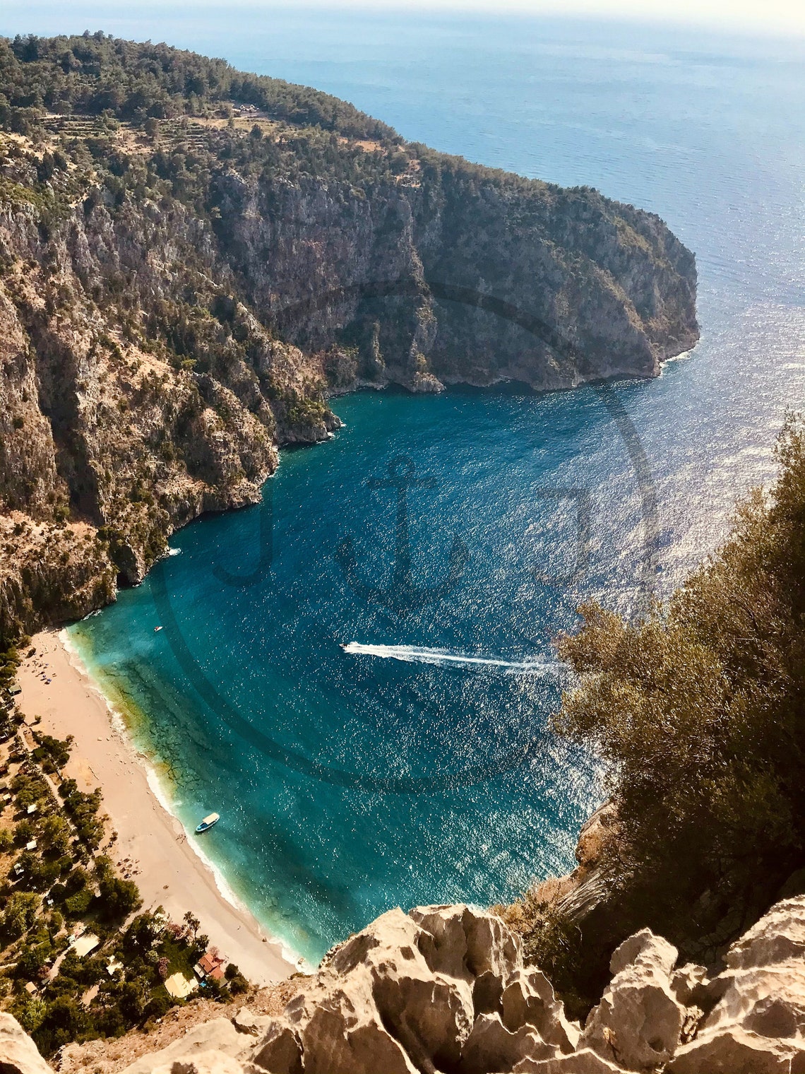 Fethiye Turkey Blue Lagoon Aerial Beach and Cliffs View Poster - Image 3