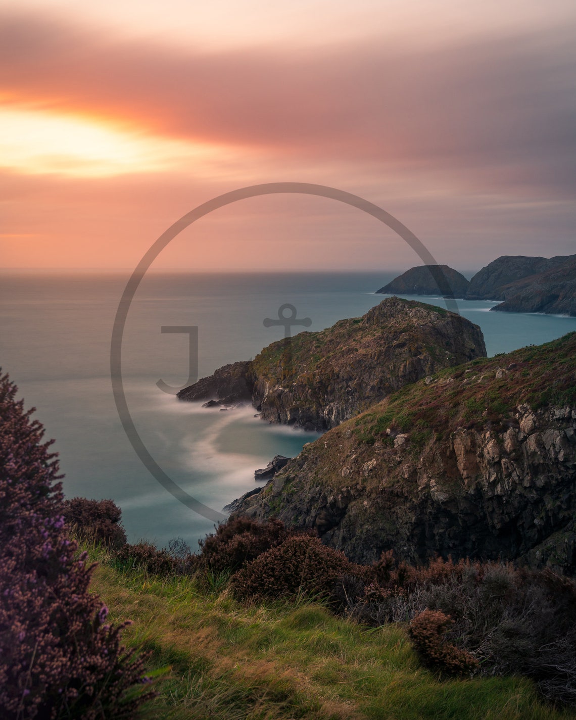 Pwll Deri Bay Sunset Over Rugged Pembrokeshire Coast Cliffs Poster - Image 3