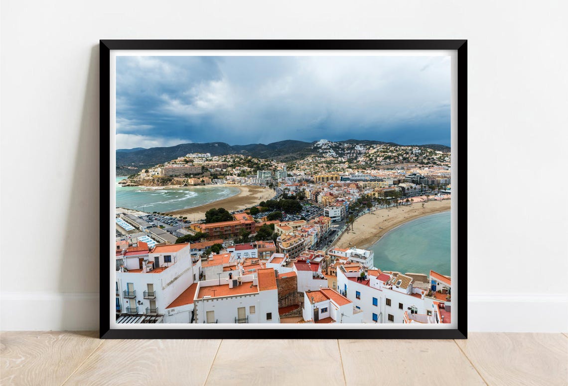 Mediterranean Old Town Between Two Beaches Terracotta Roofs Poster