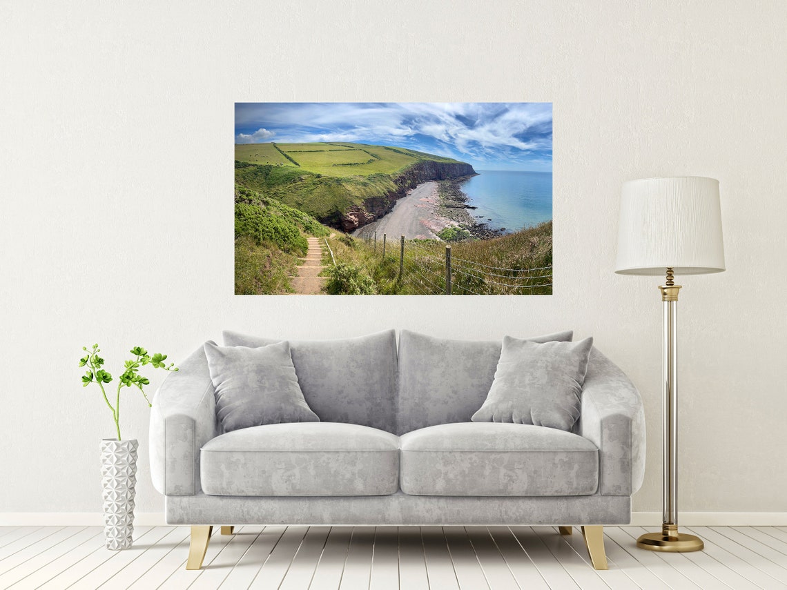 Fleswick Bay St Bees Cumbria Cliff Path Beach Landscape Print - Image 2