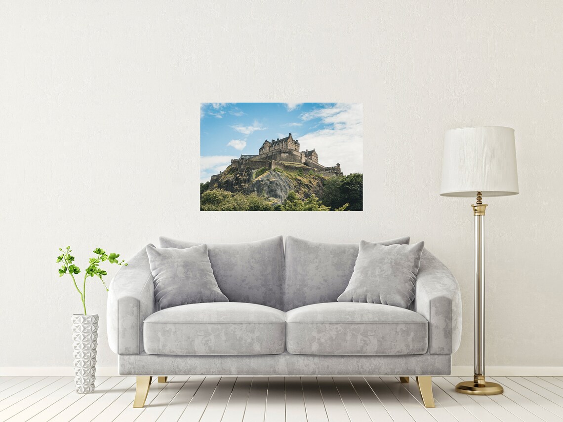 Edinburgh Castle Scotland Rock Fortress Blue Sky View Poster - Image 2